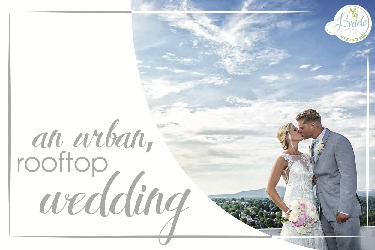 Lynchburg Rooftop Wedding as seen on Hill City Bride Virginia Downtown Pink Mint City