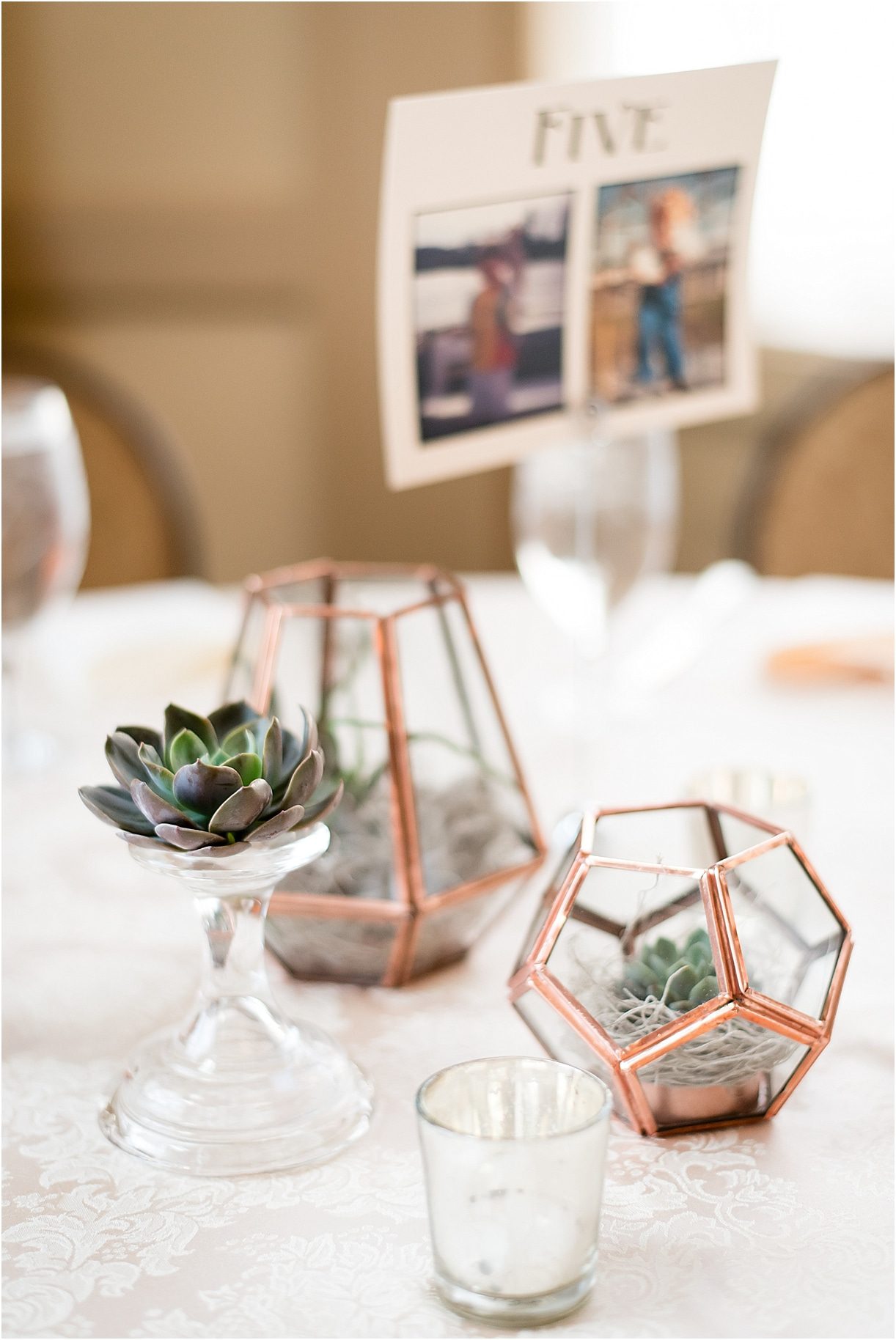 Sophisticated Richmond Wedding in Virginia as seen on Hill City Bride by Melissa Desjardins Photography Geometric Planter Succulent Decor