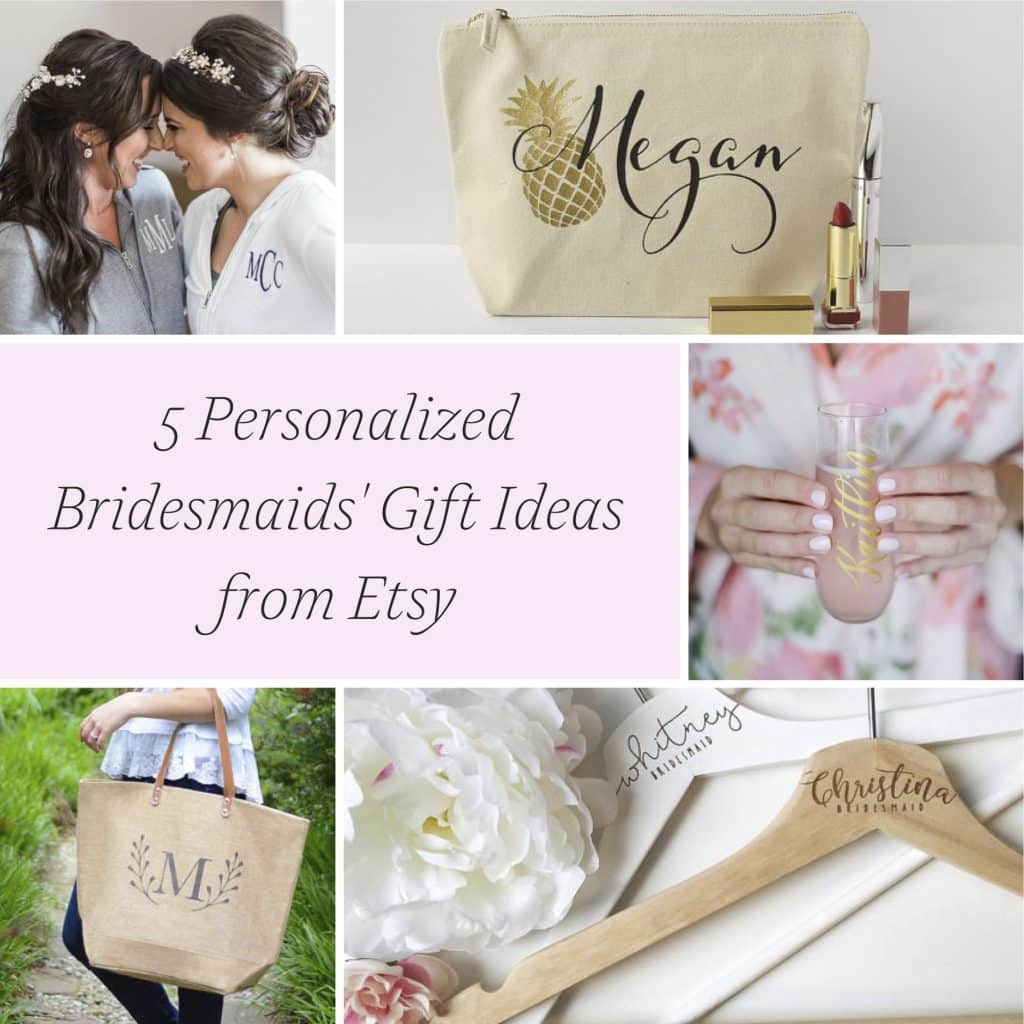 5 Personalized Bridesmaids' Gift Ideas from Etsy as seen on Hill City Bride Wedding Blog