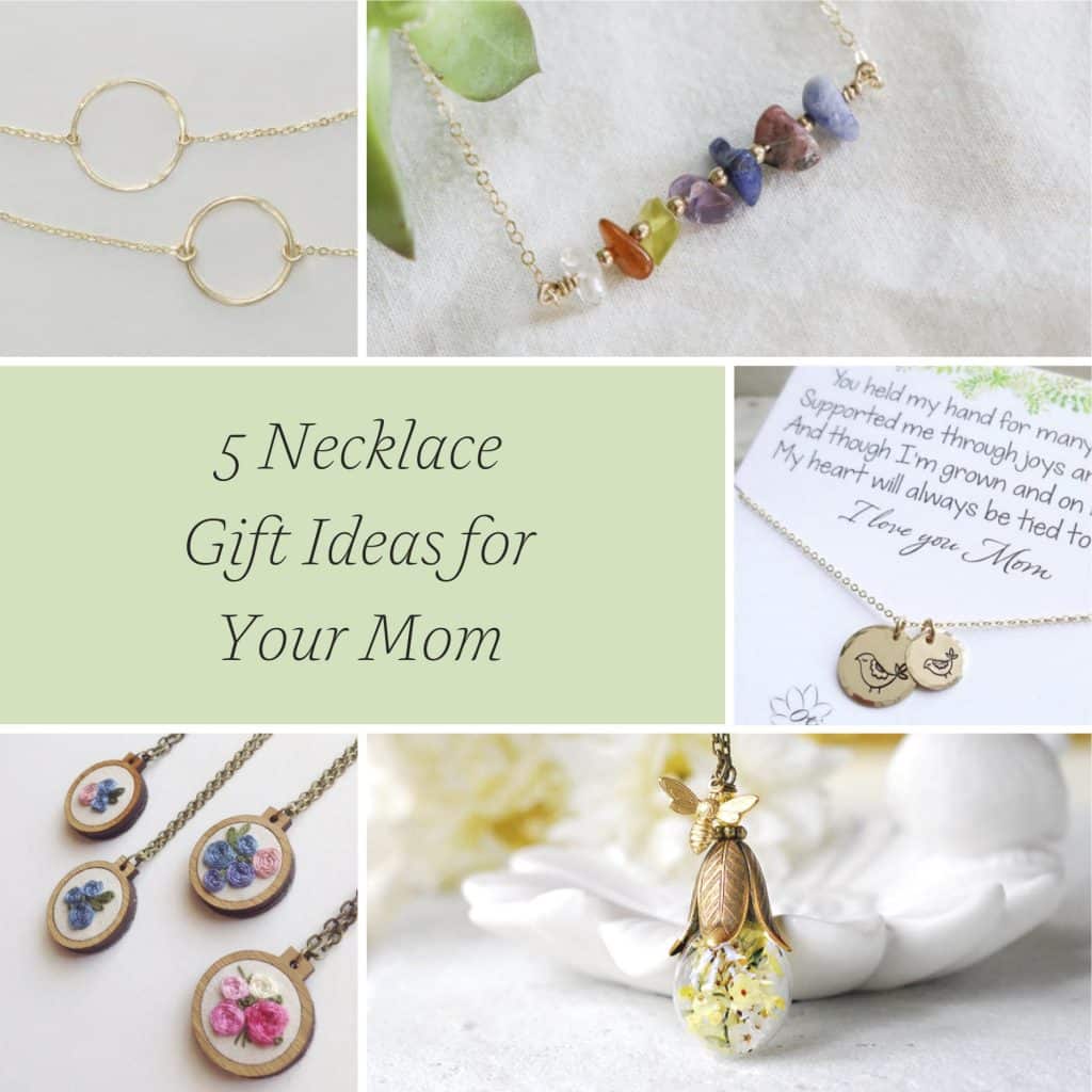 5 Necklace Gift Ideas for Your Mom as Mother of the Bride or Groom and Mother's Day Gift Ideas as seen on Hill City Bride from Etsy