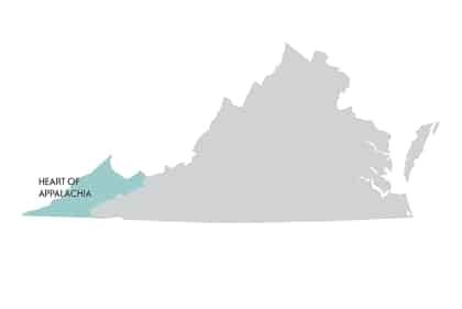 Heart of Appalachia Virginia Weddings Map as seen on Hill City Bride Virginia Wedding Blog