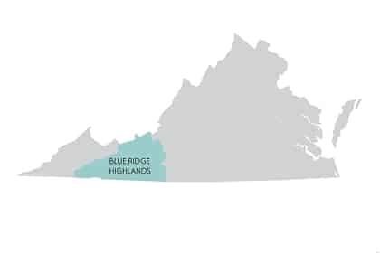 Blue Ridge Highlands Virginia Weddings Map as seen on Hill City Bride Virginia Wedding Blog