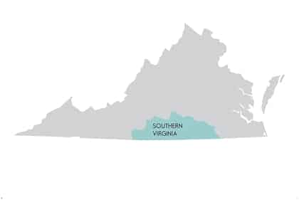 Southern Virginia Weddings Map as seen on Hill City Bride Virginia Wedding Blog
