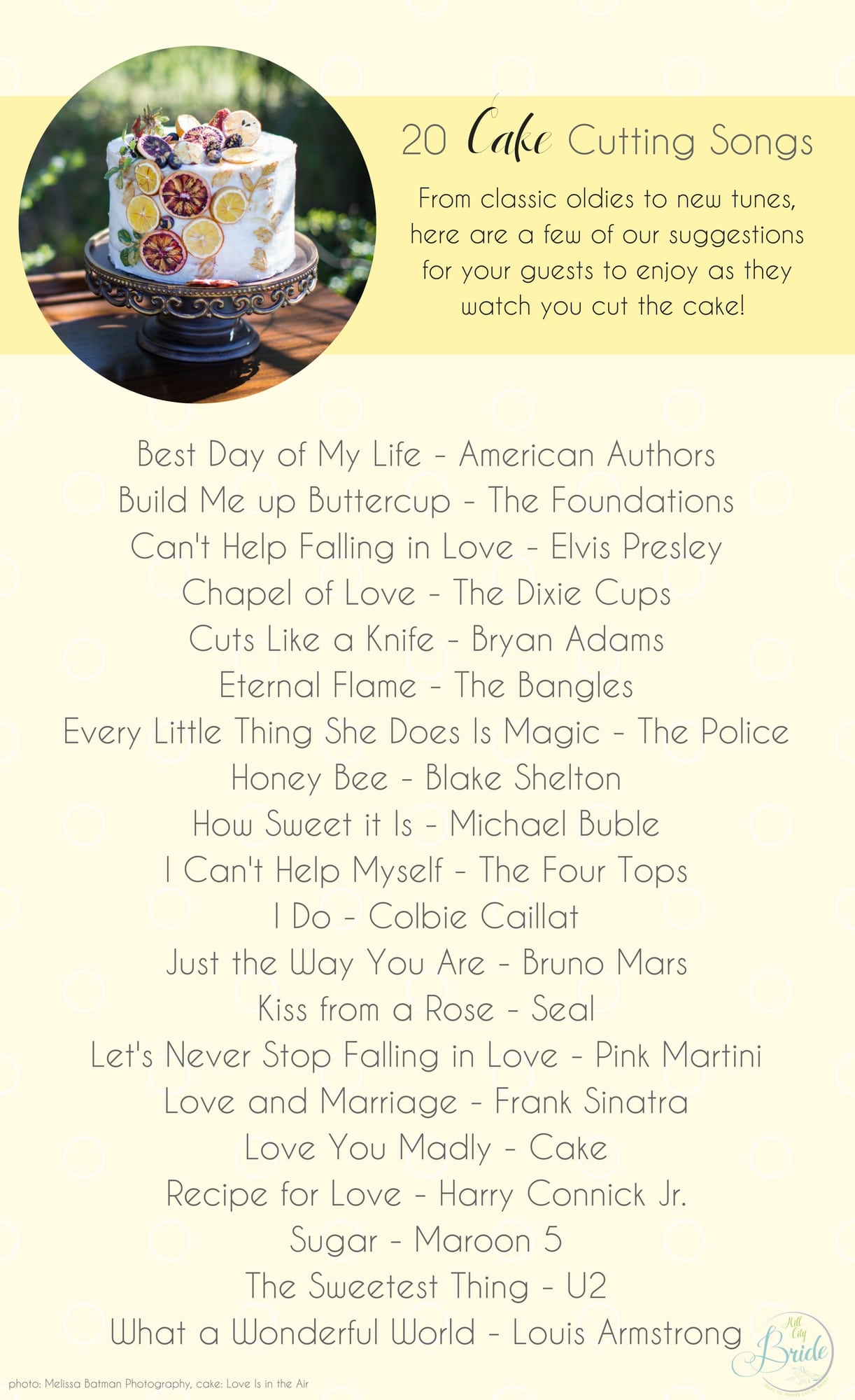 20 Cake Cutting Songs to Use While Cutting Your Cake as seen on Hill City Bride Wedding Blog