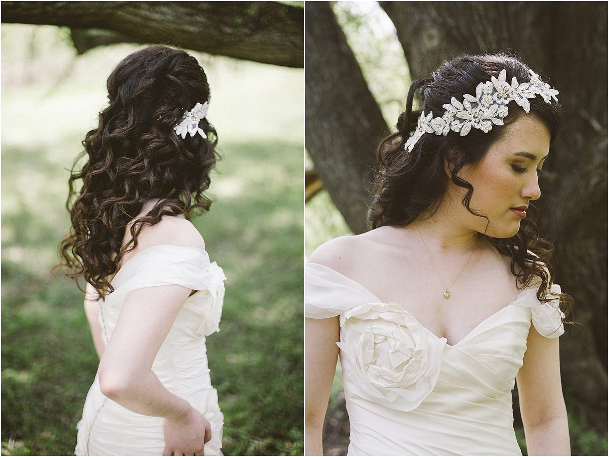 Lynchburg Virginia Sweet DIY Wedding as seen on Hill City Bride Bride Lace Hair Makeup Half Up Half Down Updo 