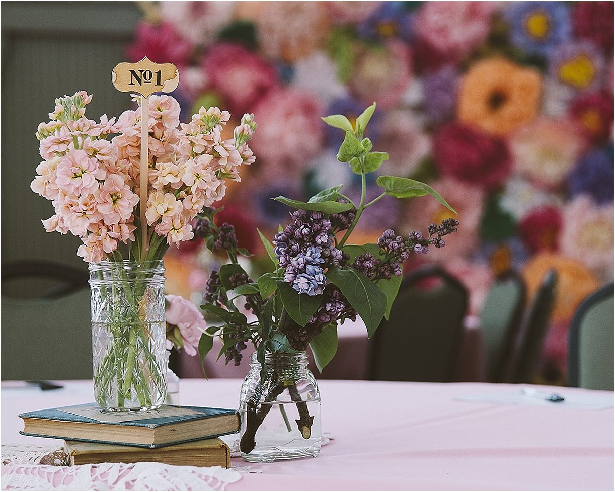 Lynchburg Virginia Sweet DIY Wedding as seen on Hill City Bride Centerpiece Budget Flowers