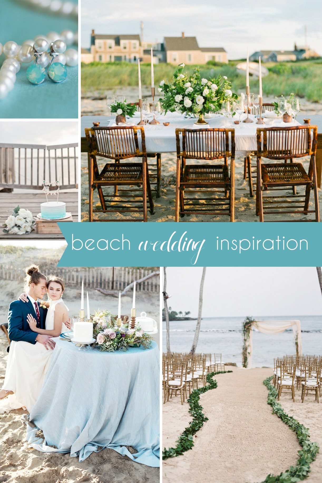 Beach Wedding Inspiration Board as seen on Hill City Bride - Jewelry Ocean Ceremony Sand Sea