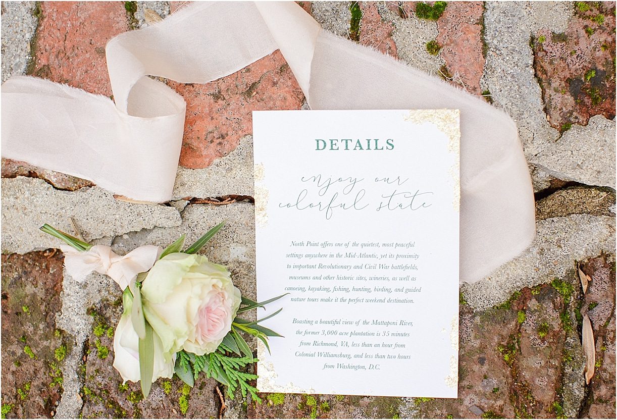 Lovely Plantation Wedding Styled Shoot as seen on Hill City Bride Flowers Invitation Stationery Details Program