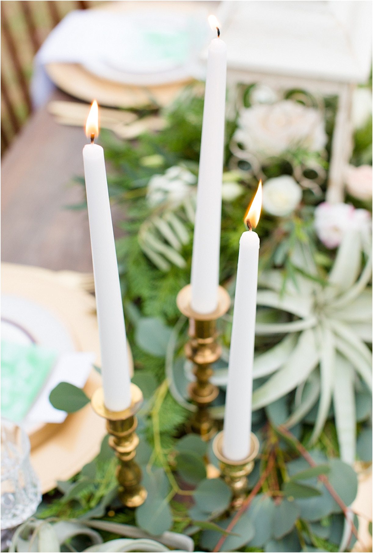 Lovely Plantation Wedding Styled Shoot as seen on Hill City Bride Candles Table Decor