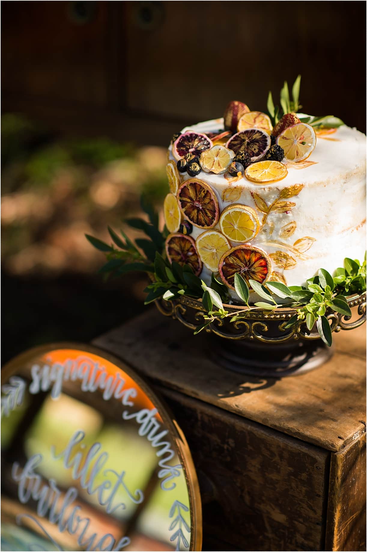 Citrus Bachelorette Party as seen on Hill City Bride Wedding Blog Flowers Orange Cake Blood Greenery