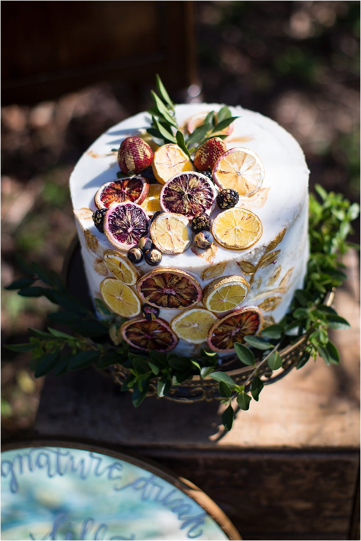 Citrus Bachelorette Party as seen on Hill City Bride Wedding Blog Flowers Orange Cake Blood Greenery