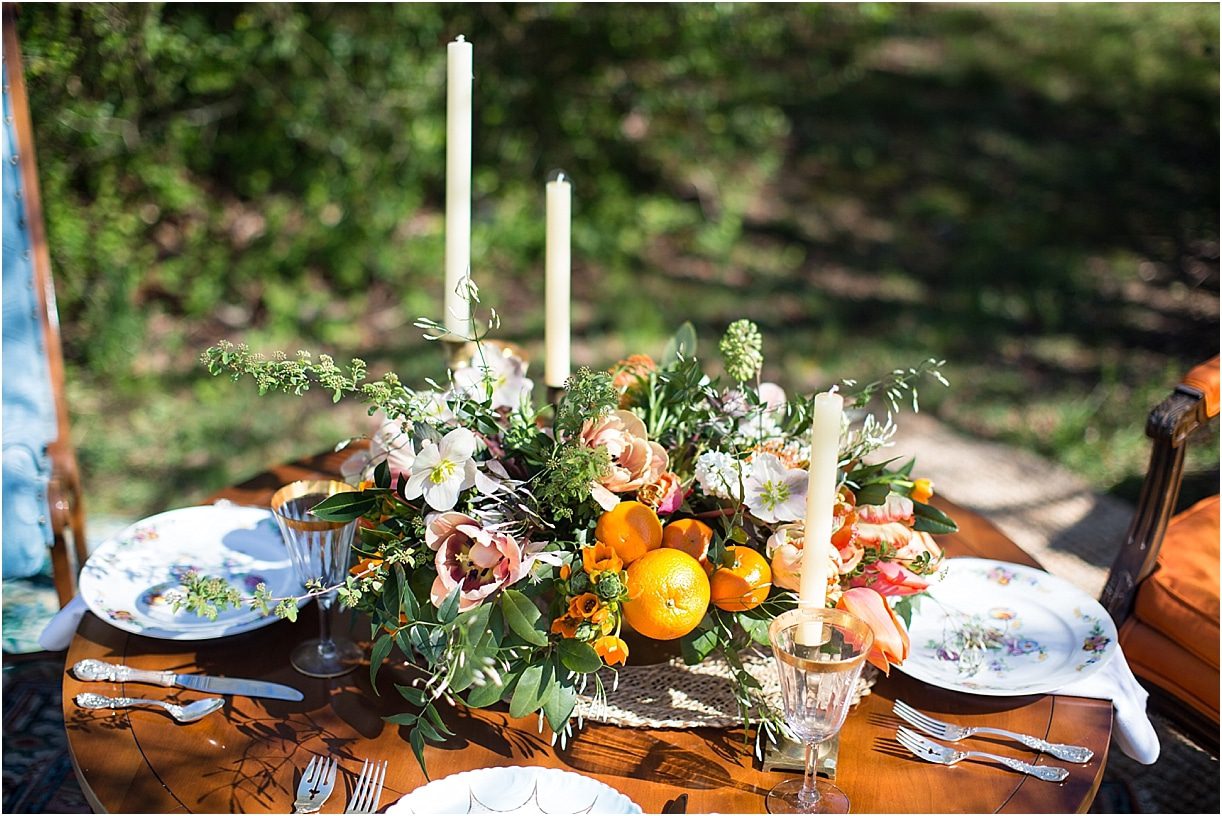 Citrus Bachelorette Party as seen on Hill City Bride Wedding Blog Flowers Orange
