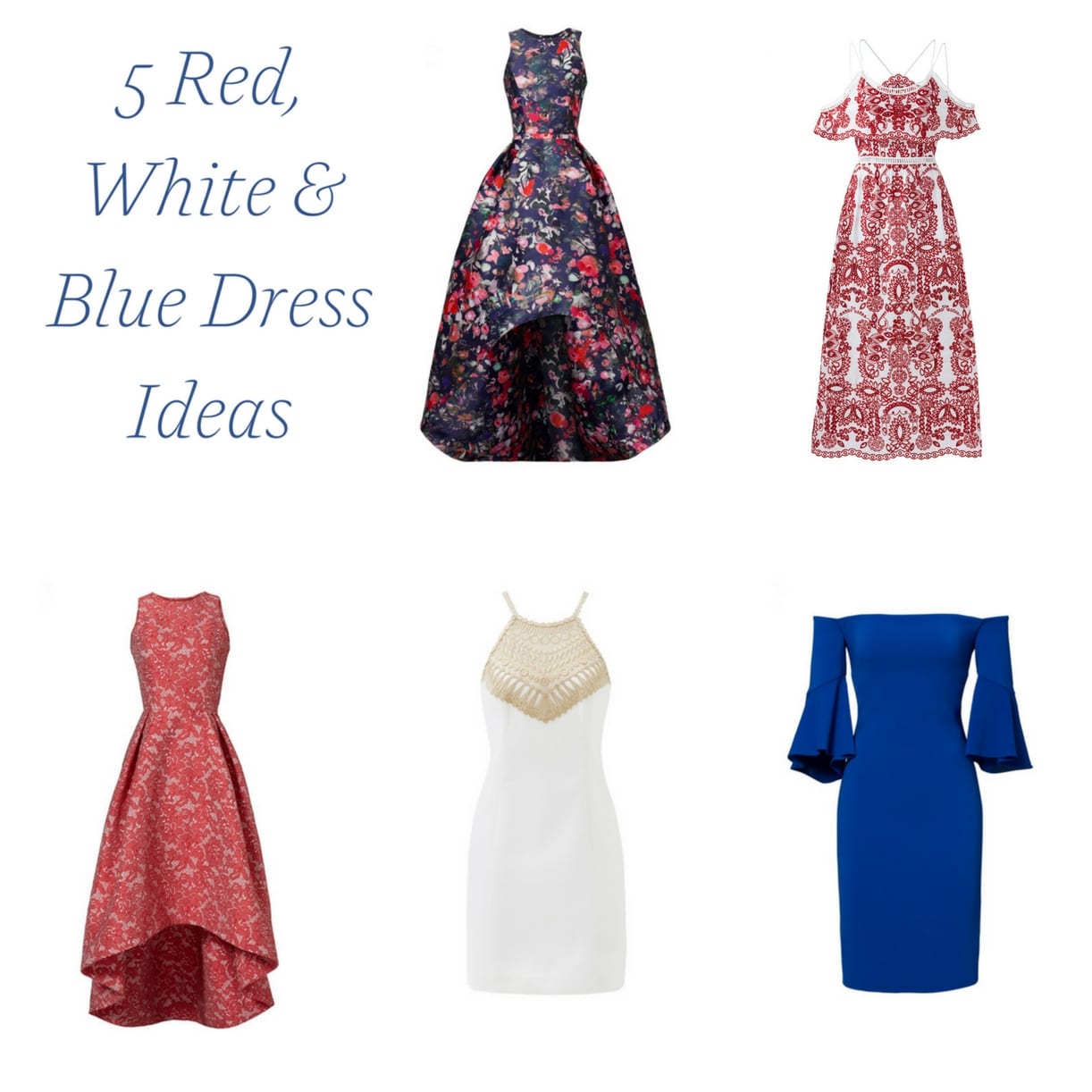 5 Red White and Blue Dress Ideas to Rent from Rent the Runway as seen on Hill City Bride Virginia Wedding Blog