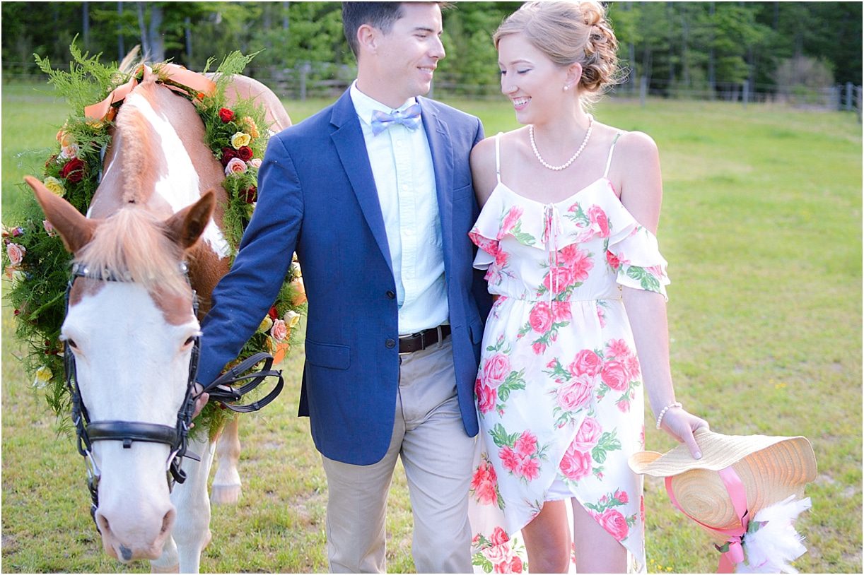 Derby E-session as seen on Hill City Bride Virginia Wedding Blog Styled Shoot - horse, hat, farm, engagement, ring