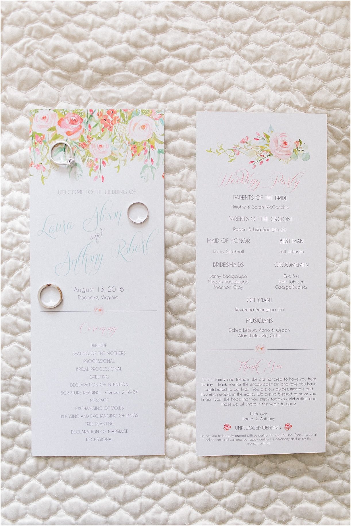 A Pink and Aqua Roanoke Virginia Wedding as seen on Hill City Bride Blog and Magazine - wedding stationery