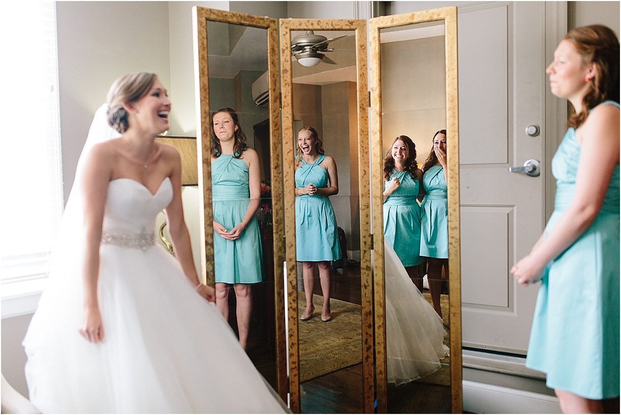 A Pink and Aqua Roanoke Virginia Wedding as seen on Hill City Bride Blog and Magazine - bridesmaids, firt look