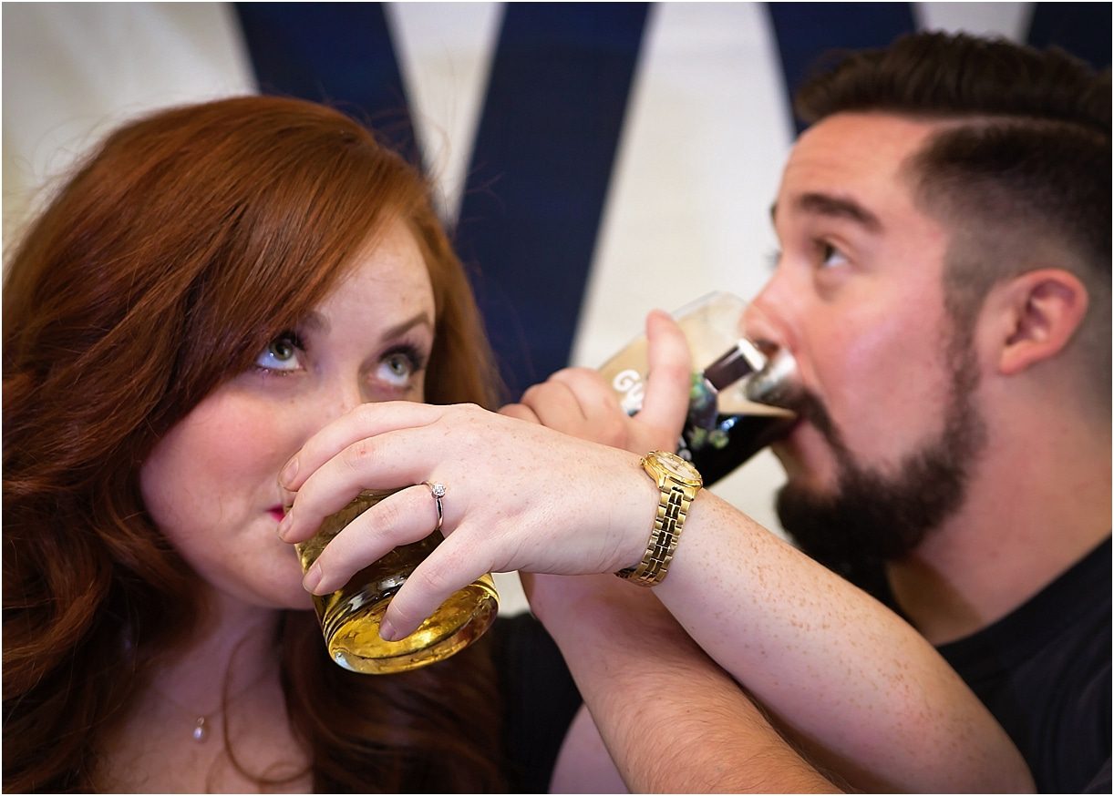 Norfolk Irish Pub Engagement Session as seen on Hill City Bride Virginia Wedding Blog by Laura Sue Brod Photography - guinness, beer, drink