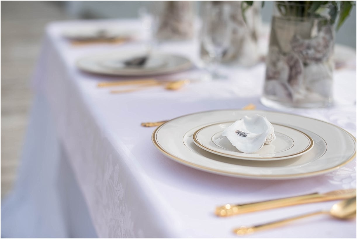 The Tides Inn Virginia Wedding Inspiration as seen on Hill City Bride Blog by Will Hawkins Photography - place setting, tablescape