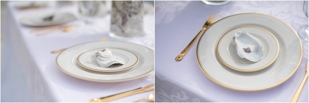 The Tides Inn Virginia Wedding Inspiration as seen on Hill City Bride Blog by Will Hawkins Photography - gold, place setting, silverware, plate