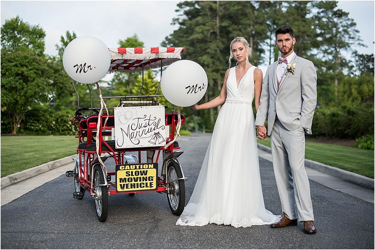 The Tides Inn Virginia Wedding Inspiration as seen on Hill City Bride Blog by Will Hawkins Photography - transportation, bride, groom, balloons, big balloon