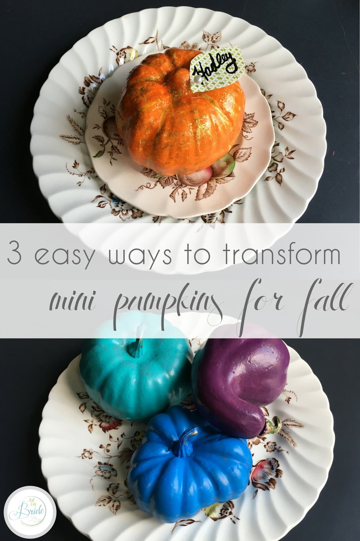 3 Easy Ways to Transform Mini Pumpkins for Fall as seen on Hill City Bride Wedding Blog