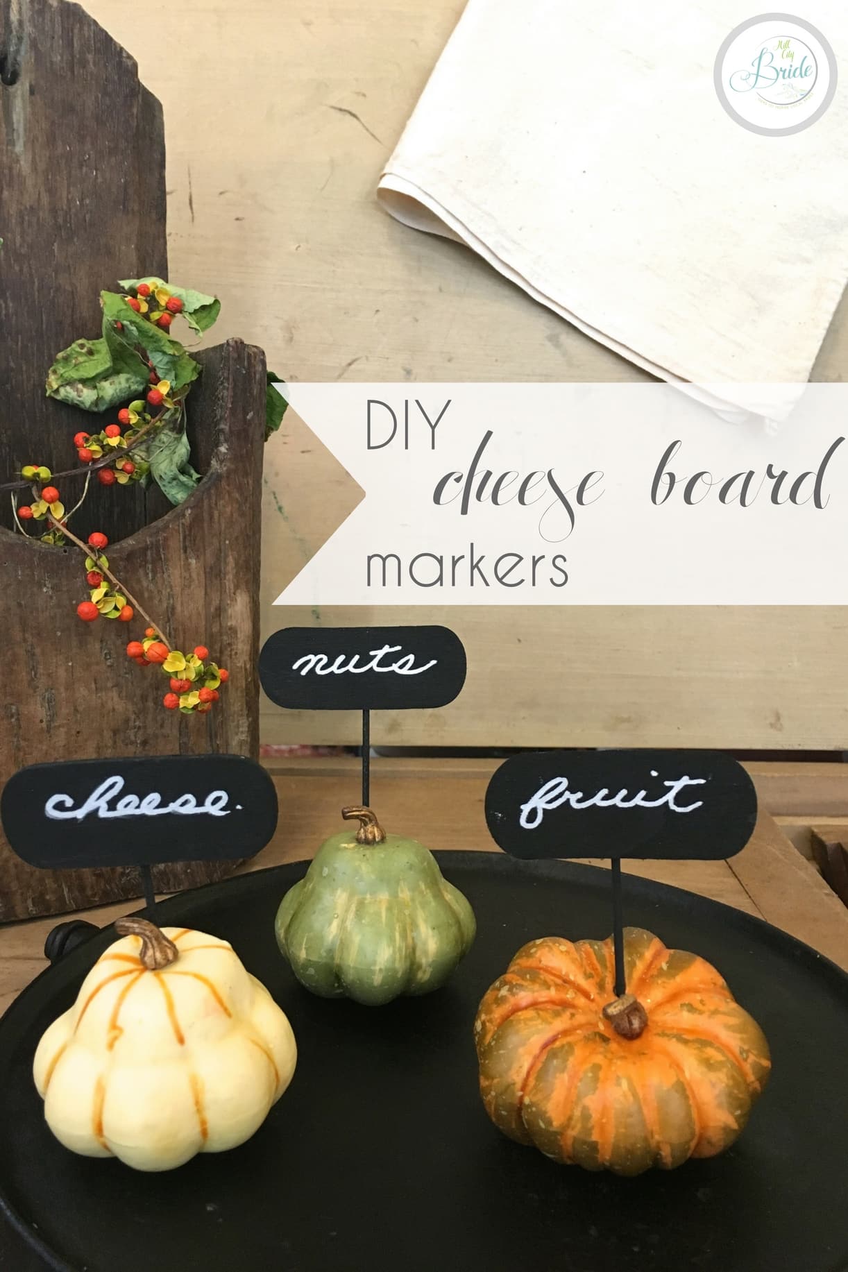 DIY Fall Cheese Board Markers as seen on Hill City Bride Virginia Wedding Blog Autumn