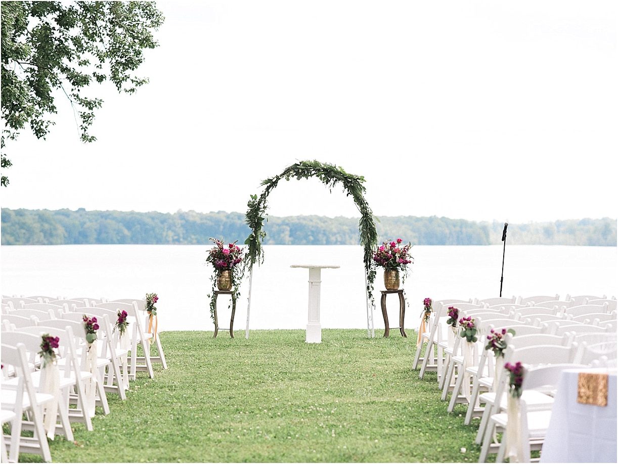 Historic Virginia Plantation Wedding as seen on Hill City Bride Blog by Rebekah Emily Photography - ceremony, waterside, arch