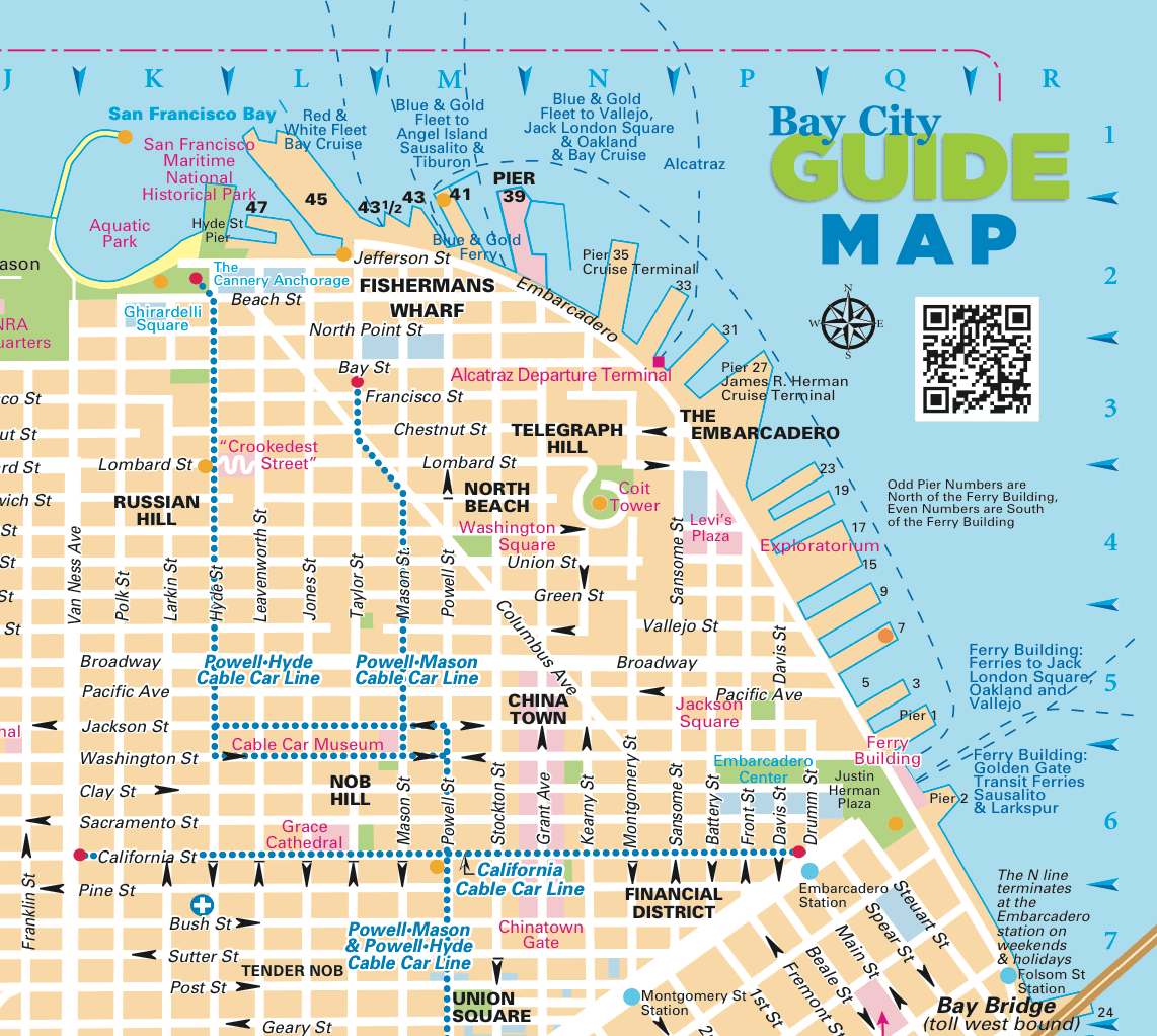 San Francisco Walking Tour City Map by Bay Guides CA