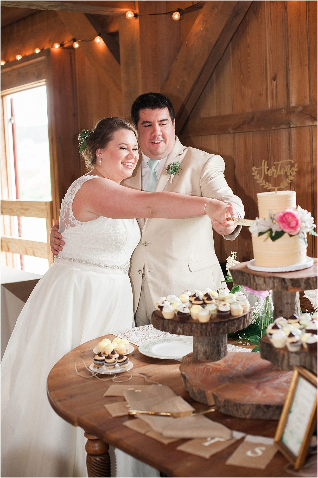 Virginia Barn Wedding as seen on Hill City Bride Wedding Blog - cake, cutting