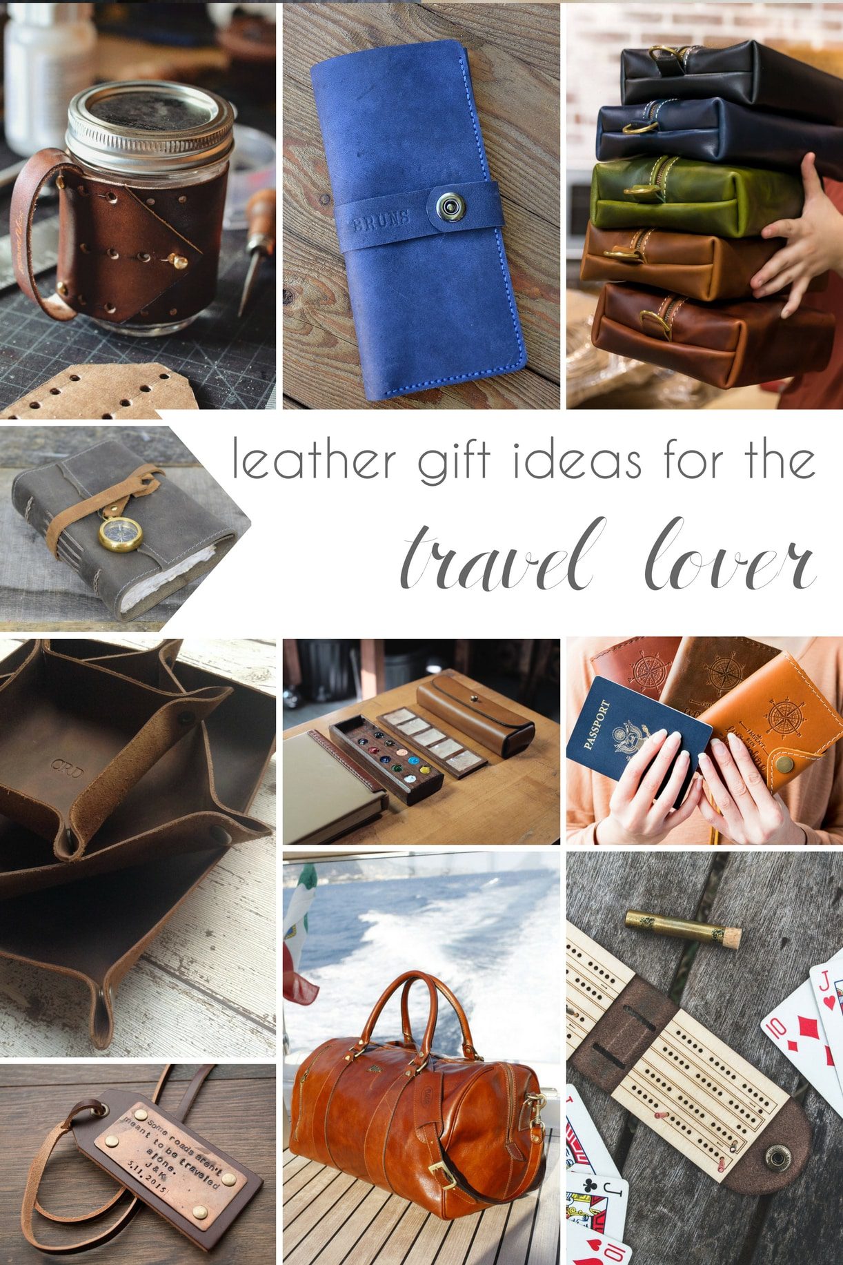 Leather Gift Ideas for the Travel Lover as seen on Hill City Bride Wedding Blog from Etsy