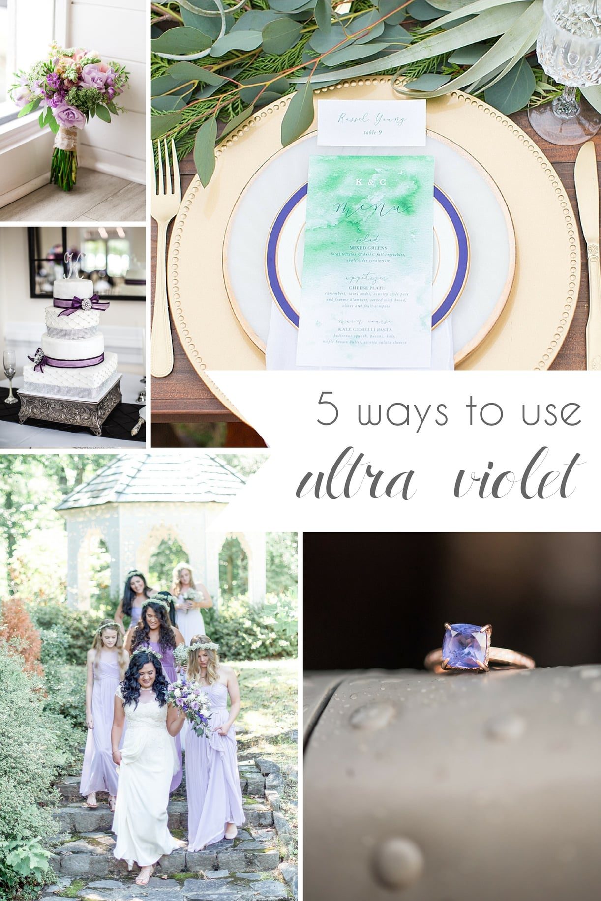 5 Ways to Use Ultra Violet in your Wedding as seen on Hill City Bride Virginia Blog