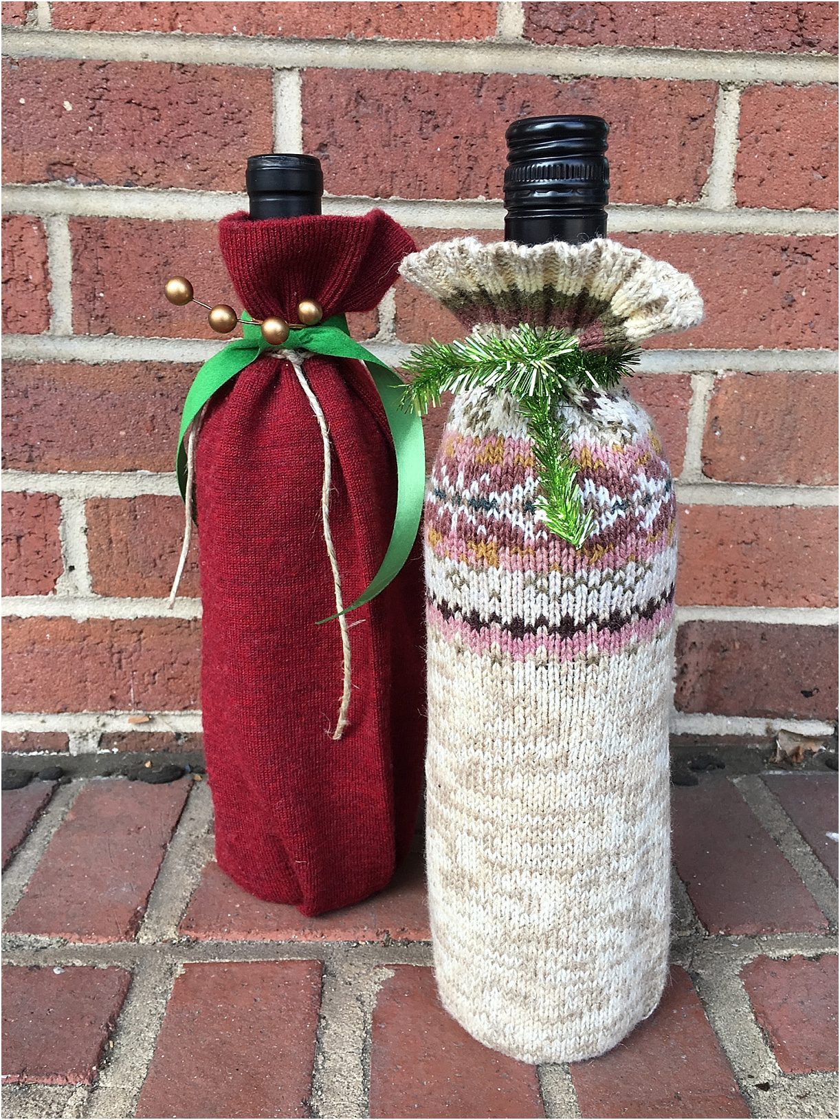 Upcycled Sweater DIY Projects as seen on Hill City Bride Virginia Wedding Blog - handmade wine bag