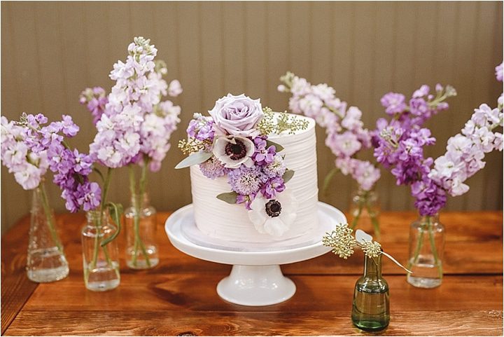 Vintage Heirloom DIY Wedding at the Aviary in Lynchburg Virginia Purple Lavender | Hill City Bride Wedding Blog Love Is in the Air Cake