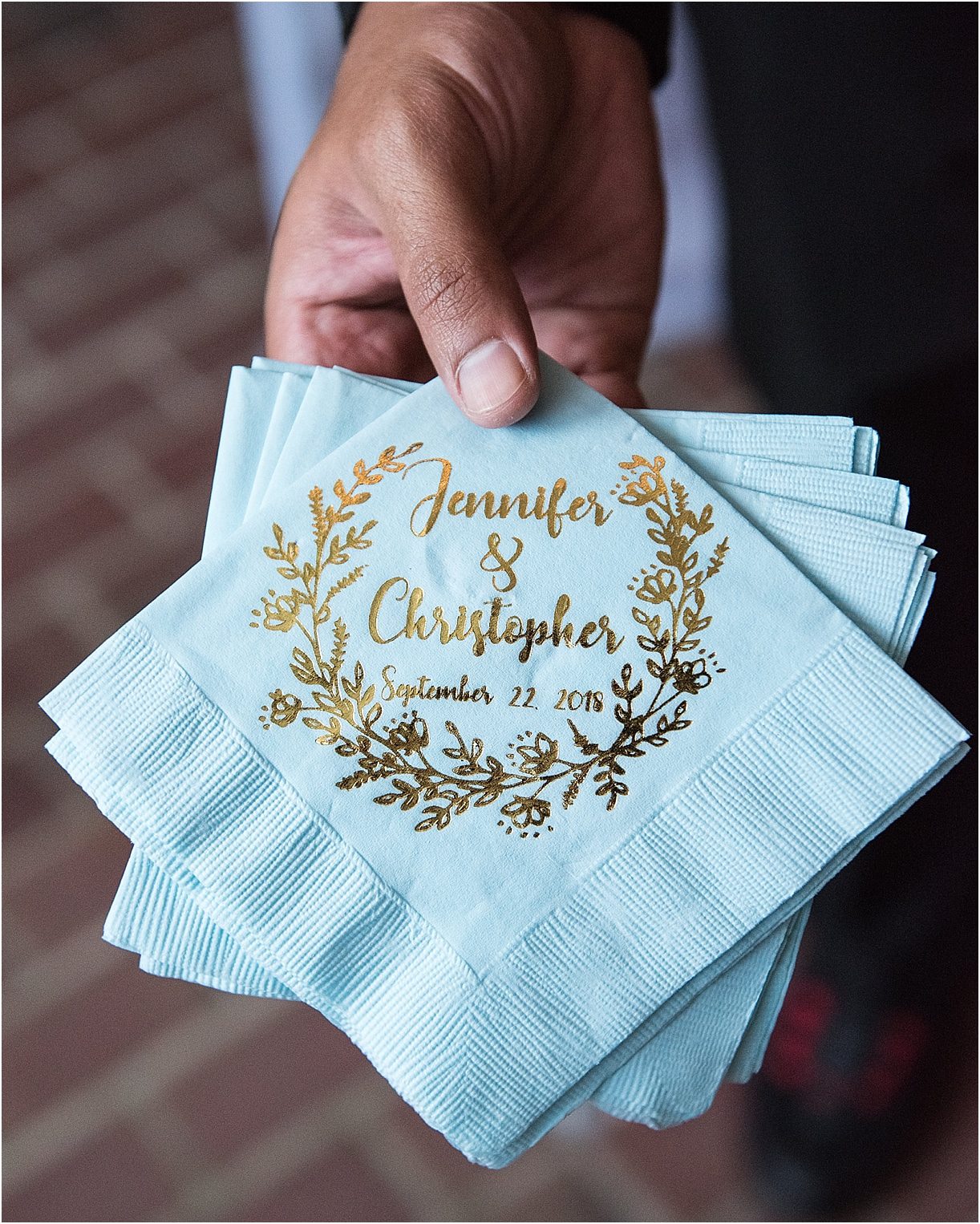 Blue Outdoor Wedding in Alexandria Virginia with Perfect Details | Hill City Bride Blog for Ideas and Inspiration Alexandria Napkins Personalized