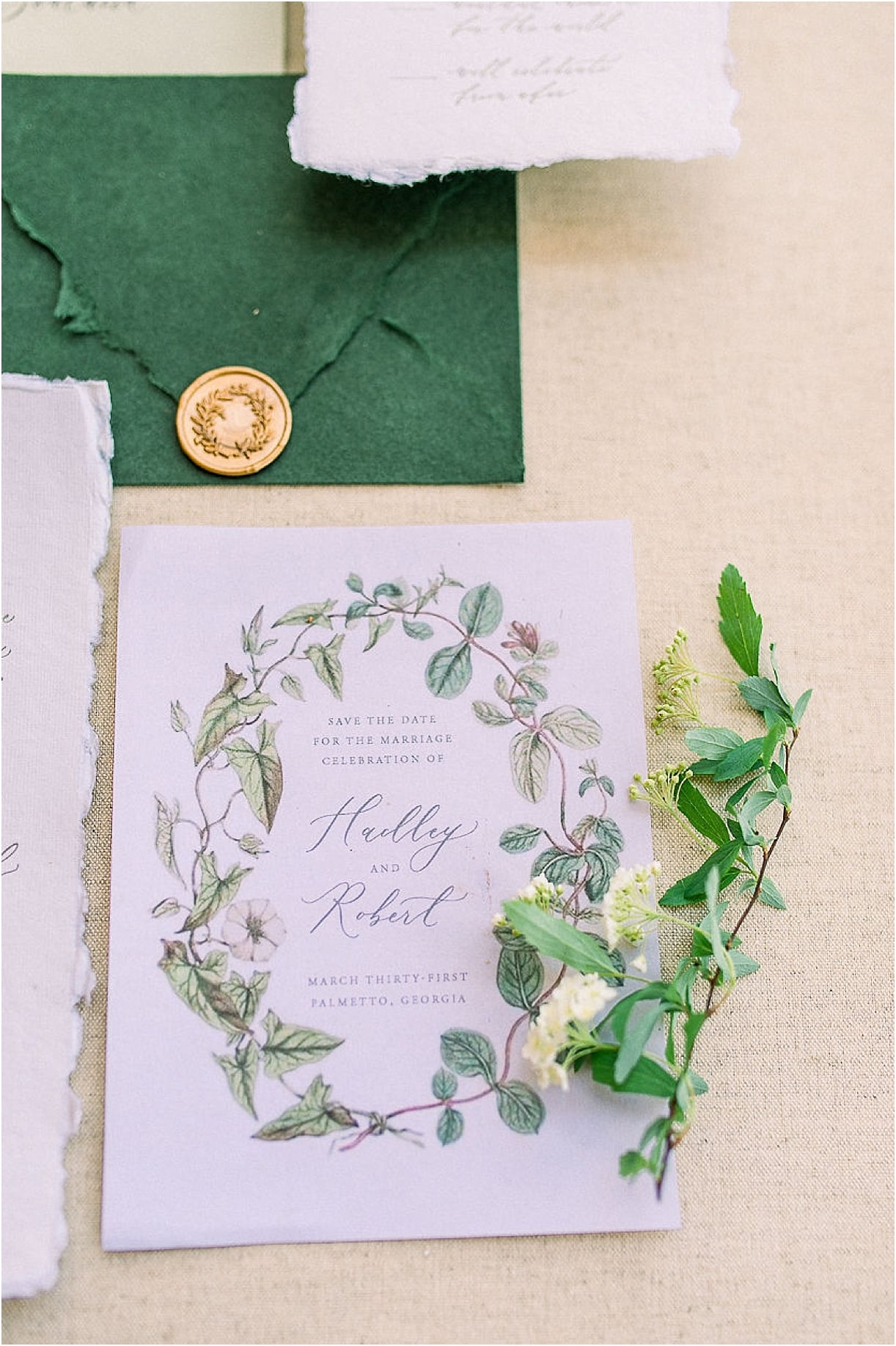 Autumnal Styled Shoot with Unique Spring Wedding Colors | Hill City Bride Virginia Wedding Blog Wedding Invitation Green