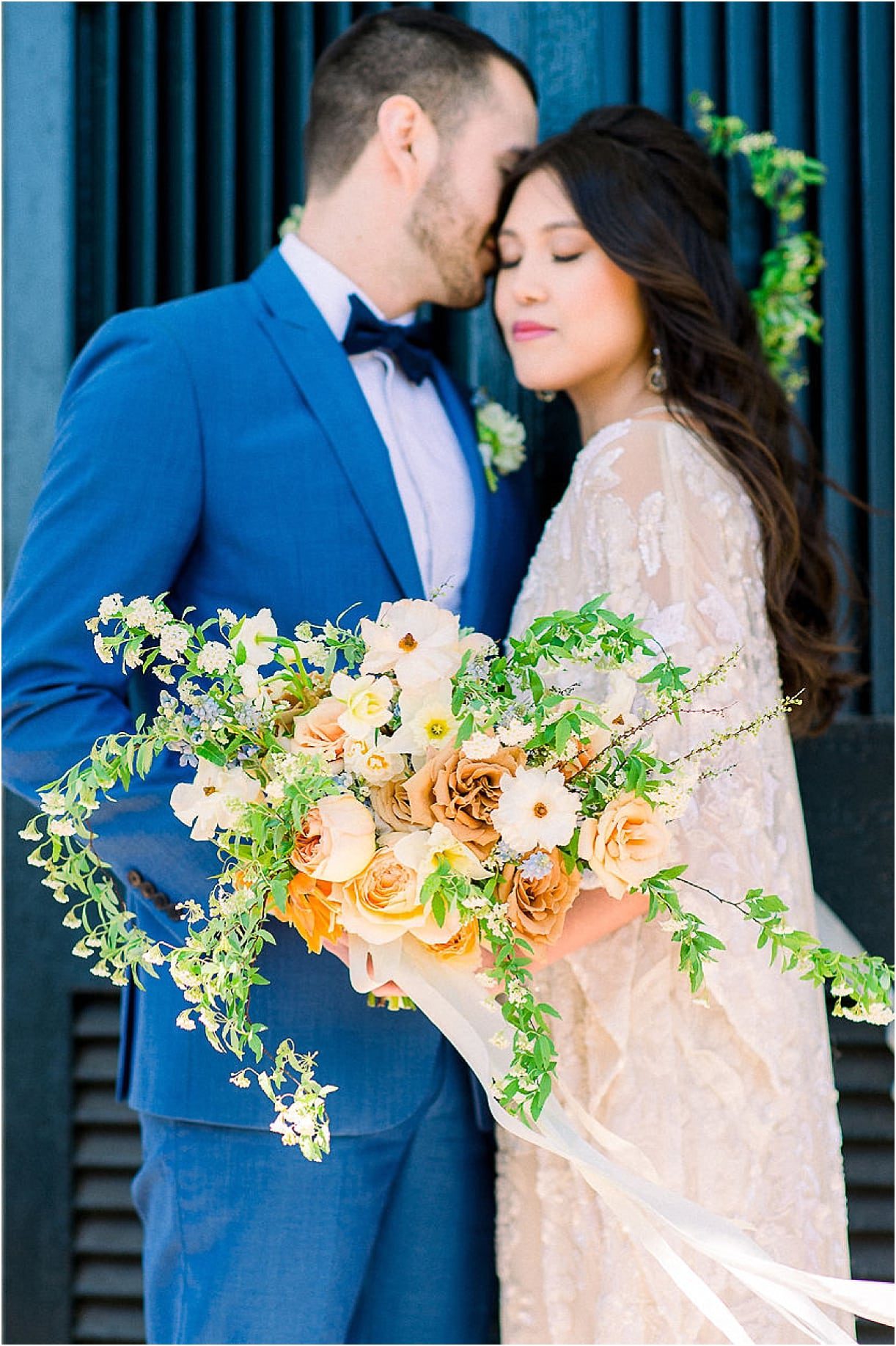 Autumnal Styled Shoot with Unique Spring Wedding Colors | Hill City Bride Virginia Wedding Blog Peach Orange Blue Bouquet Flowers Florals