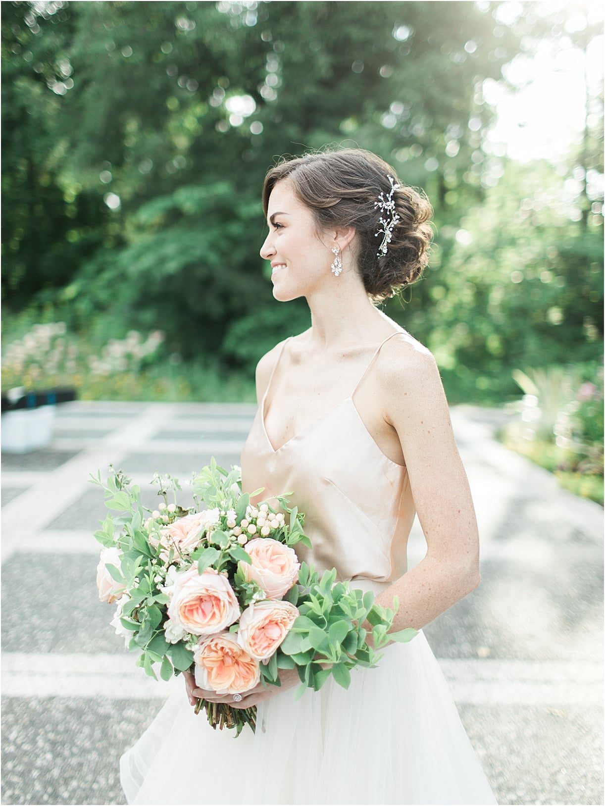 Peach Inspired Wedding Inspiration at the Arboretum English Roses Bouquet