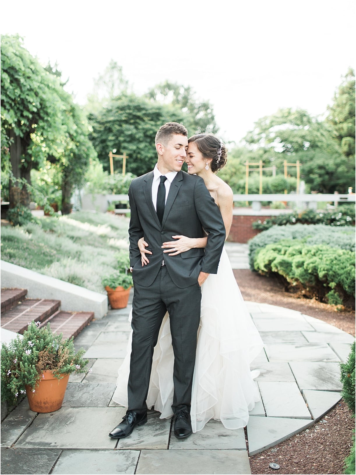 Peach Inspired Wedding Inspiration at the Arboretum Groom First Look