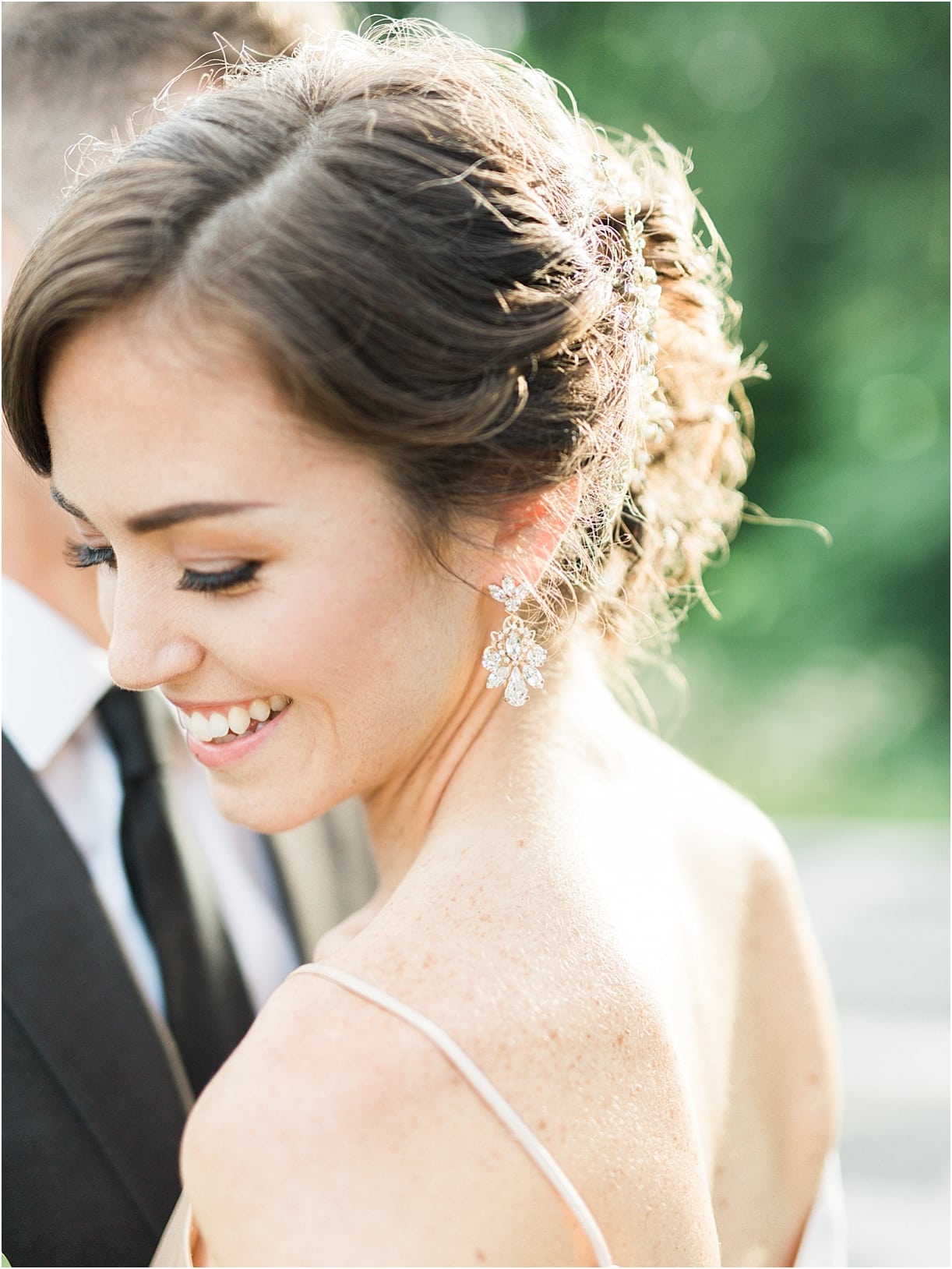 Peach Inspired Wedding Inspiration at the Arboretum Bride Earrings Dangle Statement