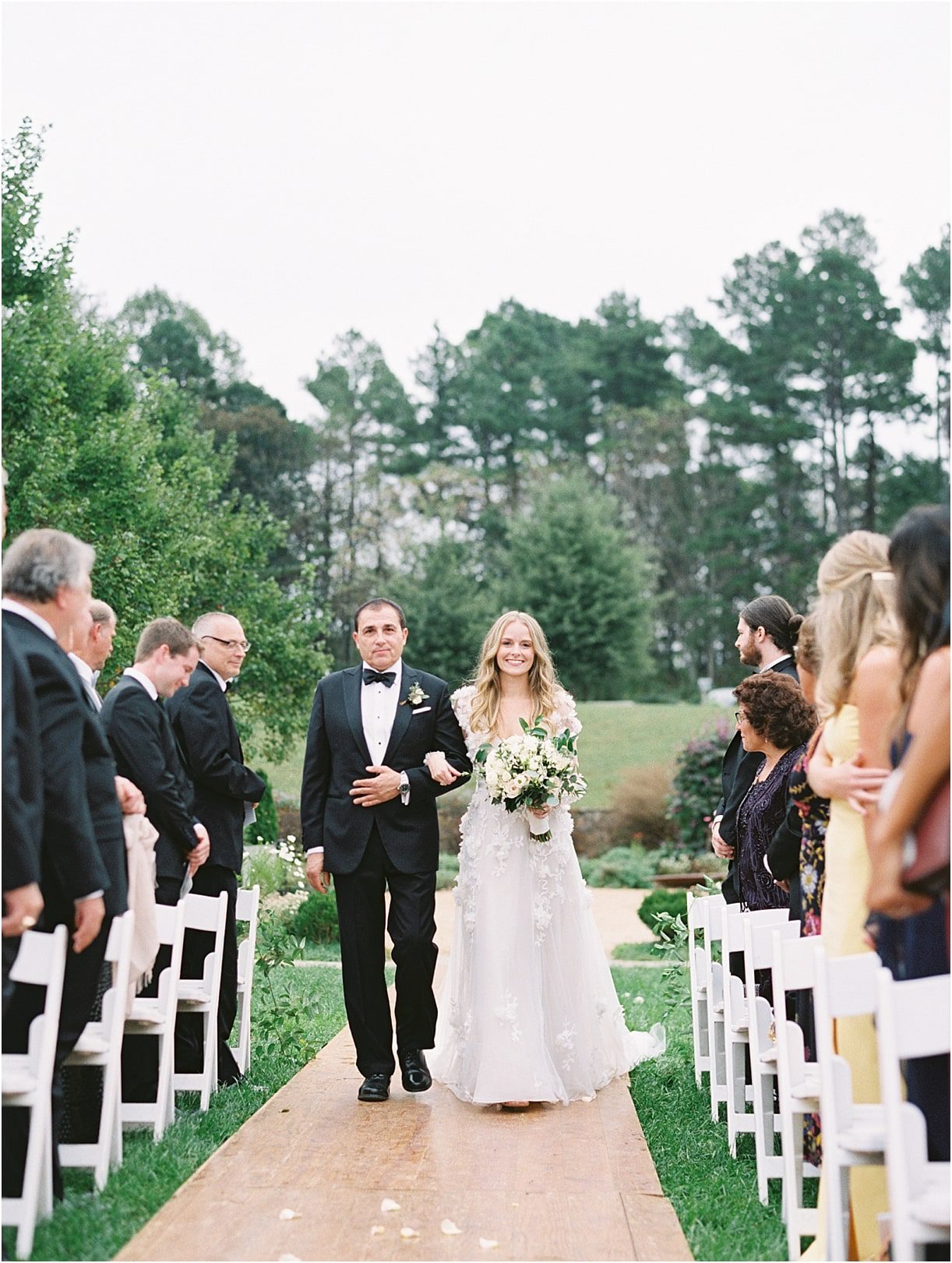 Gorgeous Pippin Hill Wedding in Charlottesville Virginia Father of Bride Walking Down Aisle