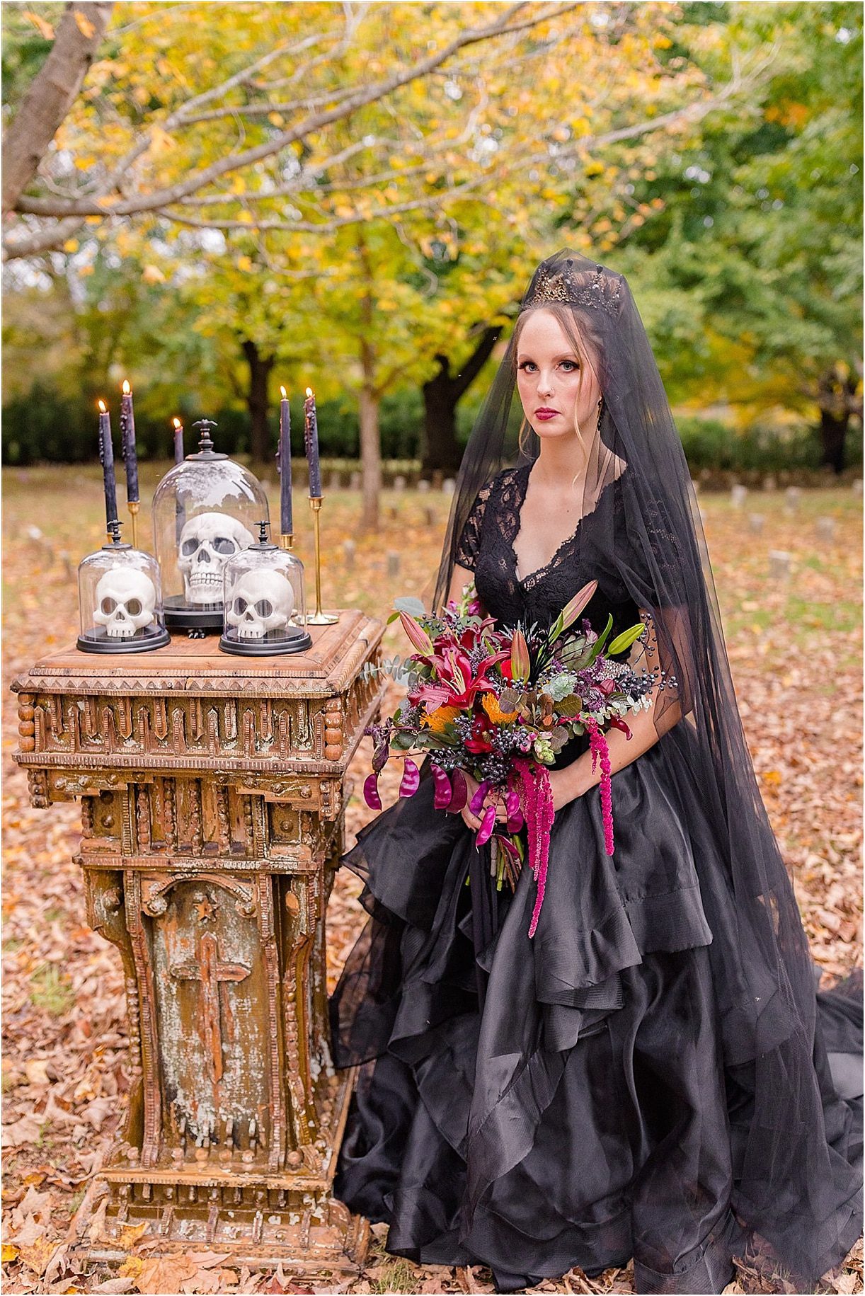 Gothic Wedding Dress | Halloween Wedding Ideas on a Budget | Halloween Wedding Flowers