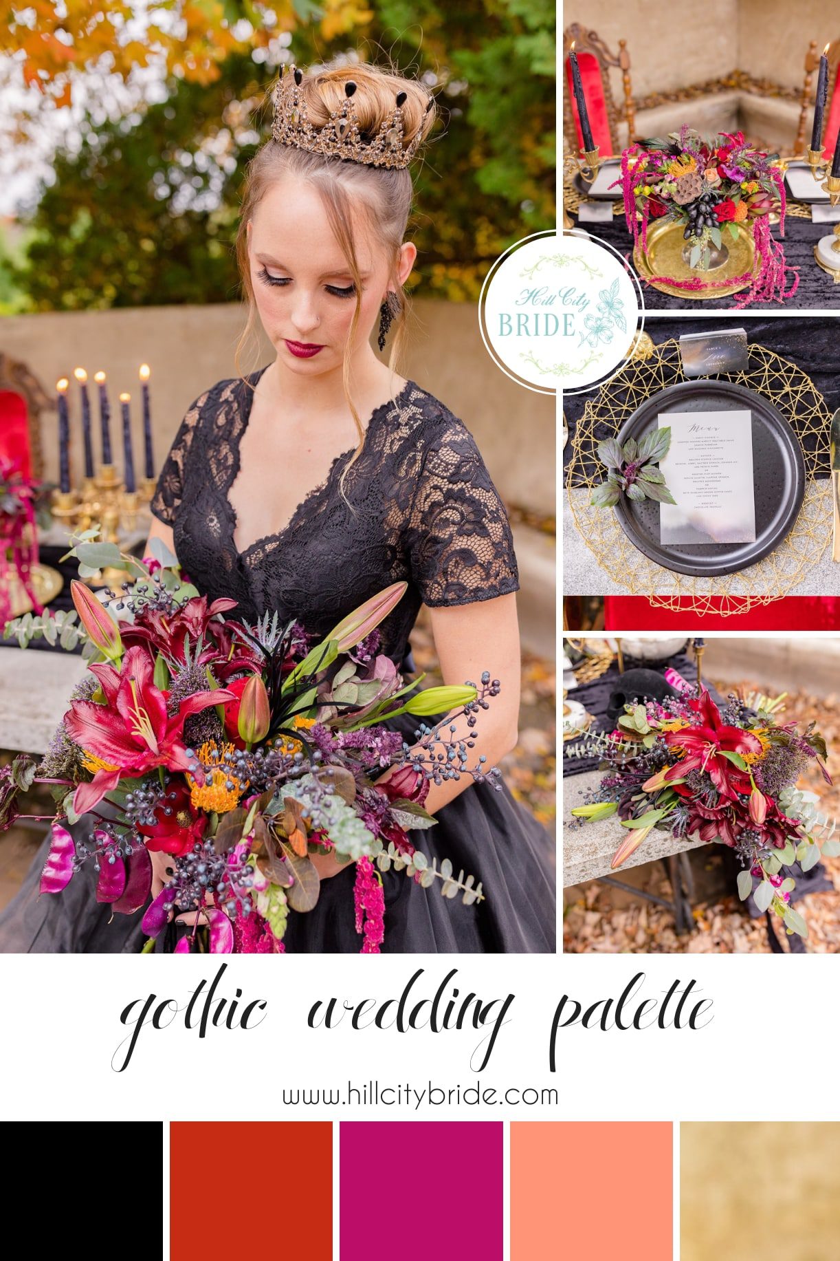 Gothic Wedding Dress Inspiration for Halloween Color Palette | Hill City Bride Virginia Weddings Blog