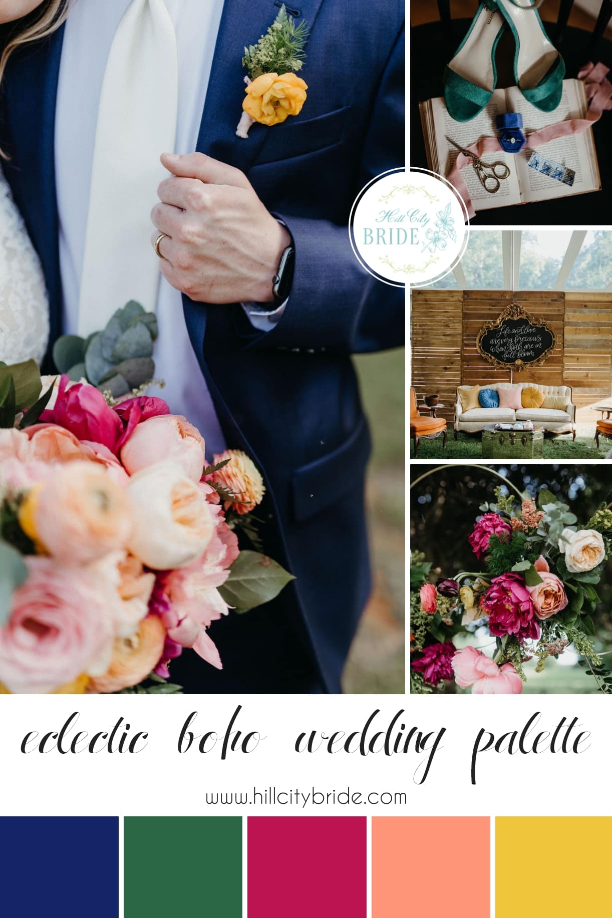 Eclectic Boho Wedding Color Palette | Hill City Bride | Bohemian Weddings