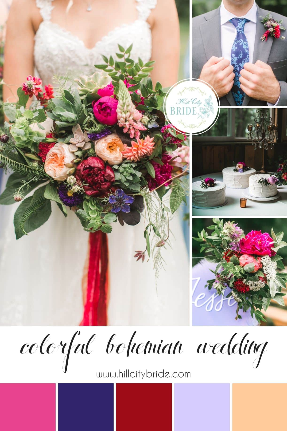 Colorful Rustic Bohemian Wedding Theme Color Palette | Hill City Bride Virginia Weddings