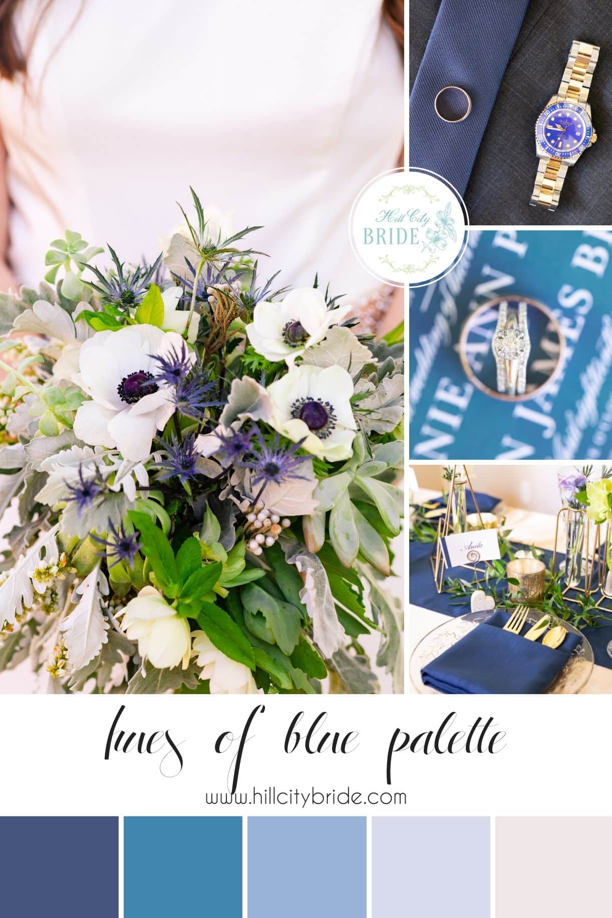 Hues of Blue Wedding Color Palette | Shades of Blue | Monochromatic Blue Palette | Hill City Bride Virginia Weddings