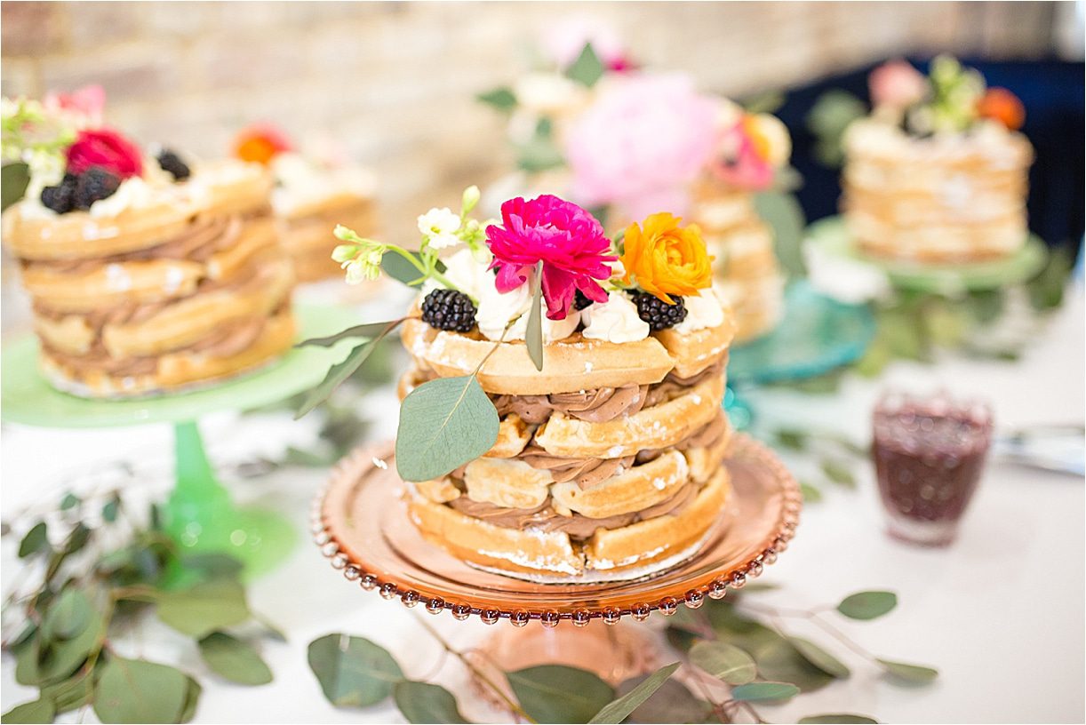 Breakfast Wedding Reception with Beautiful Belgian Waffle Cakes | Hill City Bride Virginia Wedding Blog