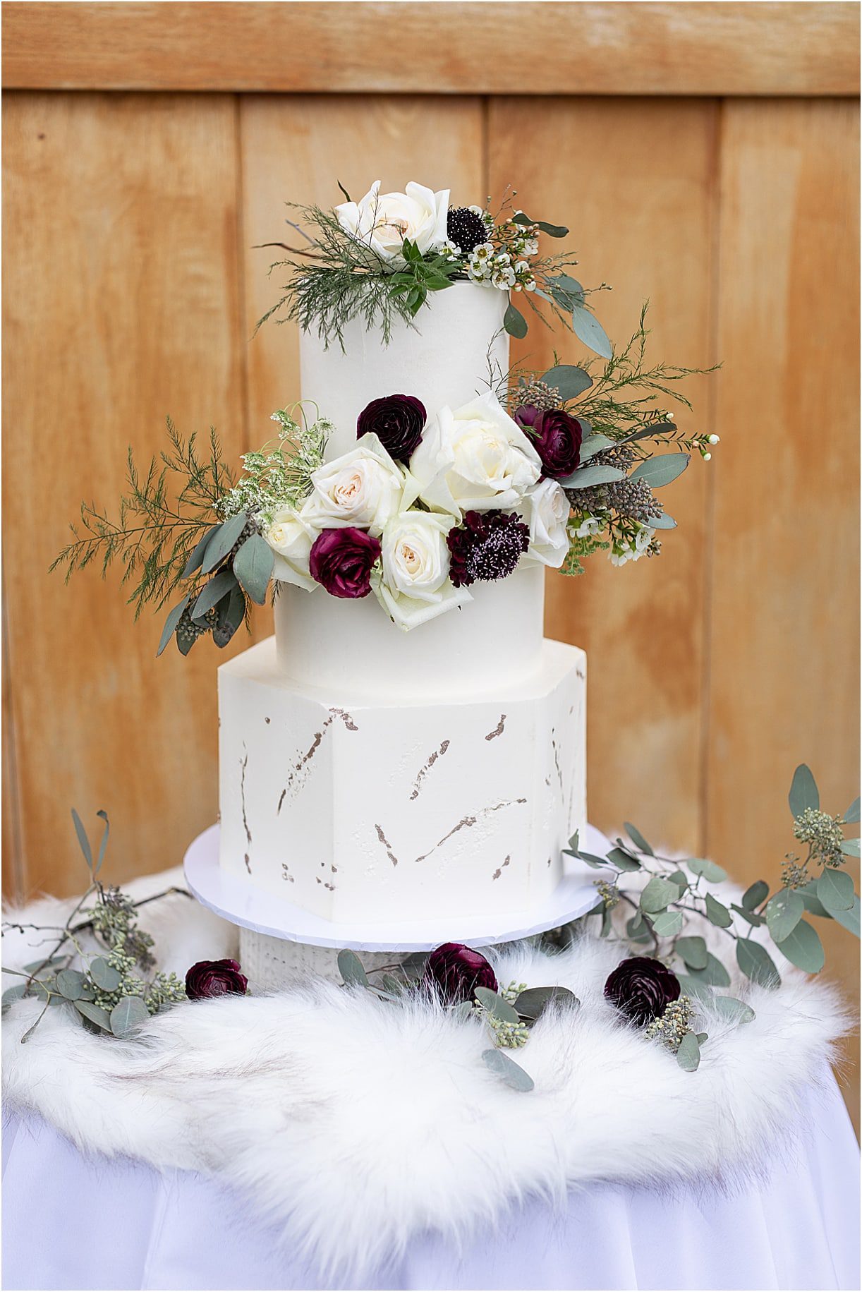 Steel Blue and Burgundy Virginia Wedding | Hill City Bride Wedding Ideas Blog Reception Cake
