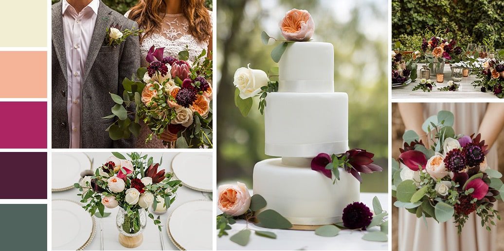 Bordeaux Wine FiftyFlowers Wedding Color Palette DIY Flowers | Hill City Bride Weddings