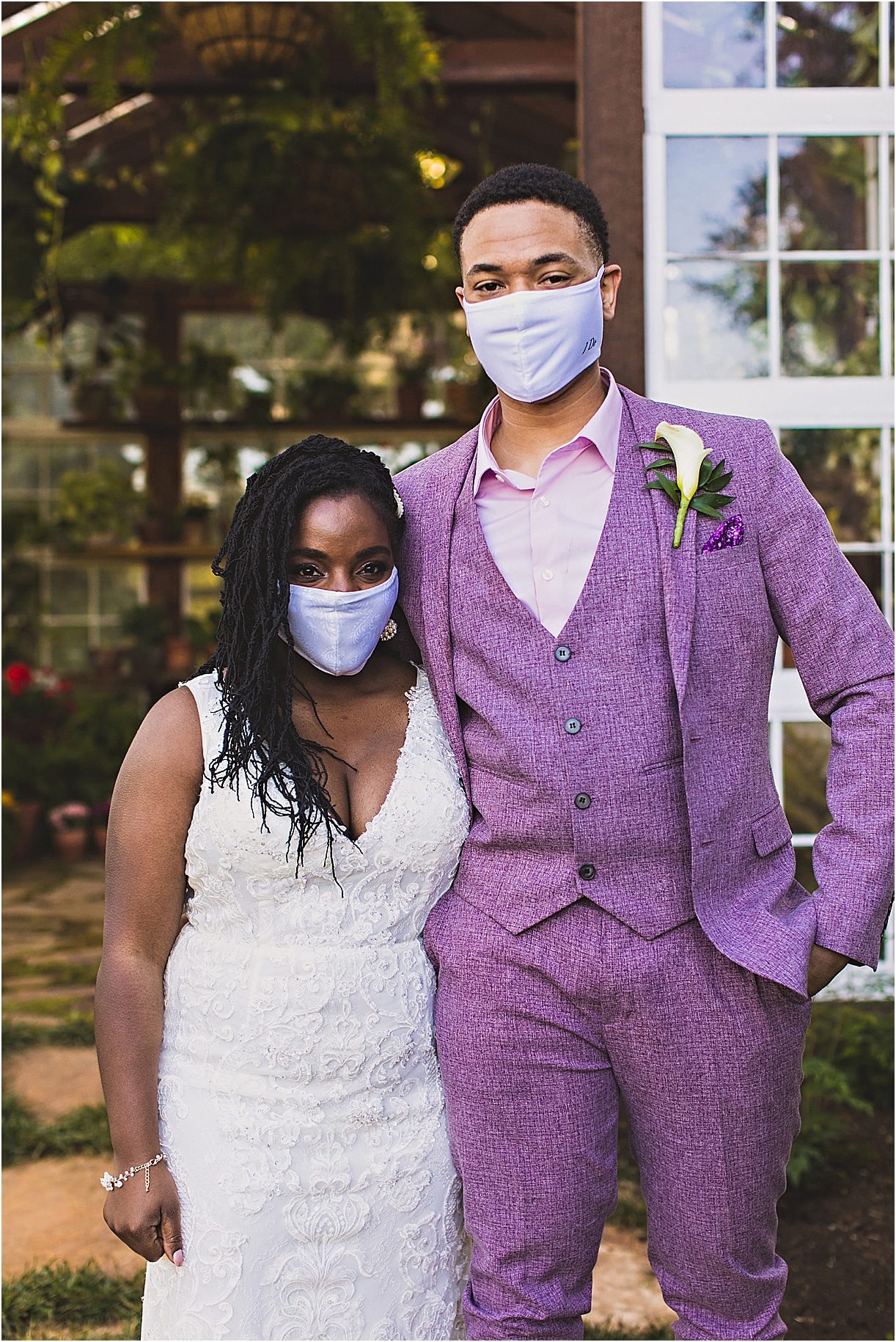Purple Wedding Virginia Greenhouse | Lynchburg | Hill City Bride Wedding Blog | COVID 19 Coronavirus Mask