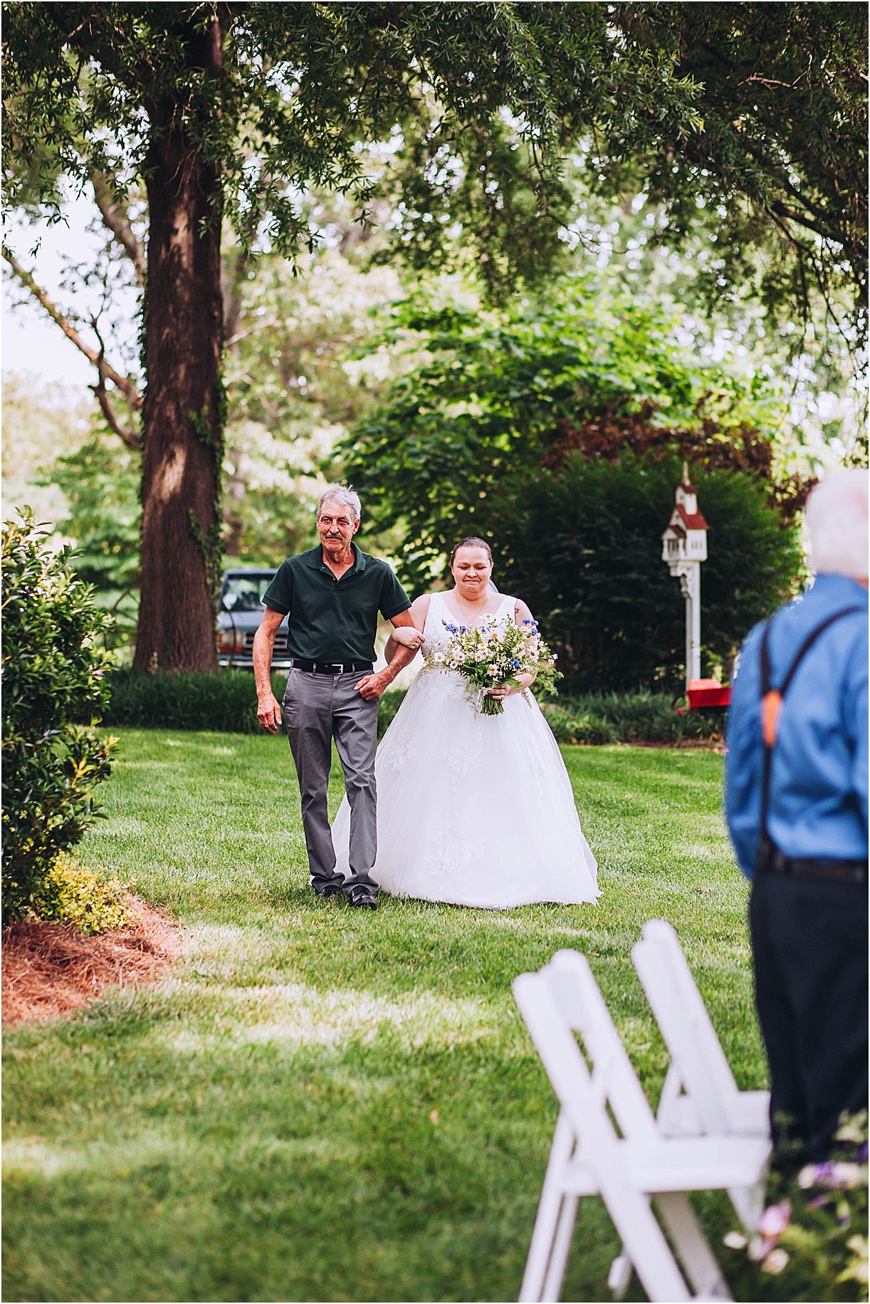 Backyard Wedding | Hill City Bride Virginia Wedding Blog | Interracial Wedding Father Walking Down Aisle